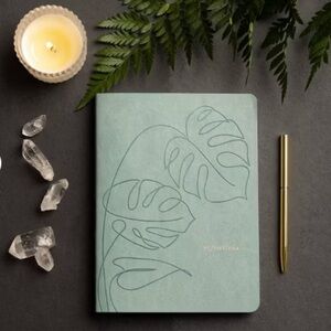 Vegan Leather Monstera Reflections Ruled Journal